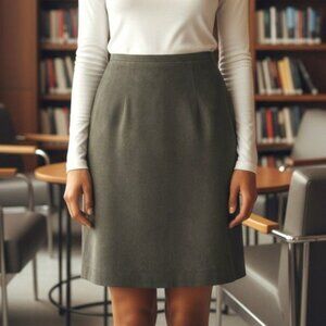 Dana Buchman Petites Dark Grey Silk Skirt Size 12P Knee Length